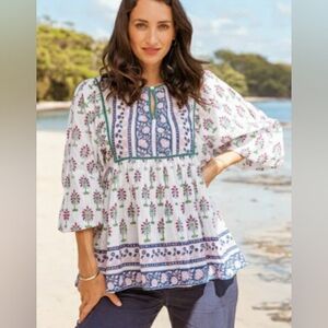 Azure Cotton Bohemian Blouse